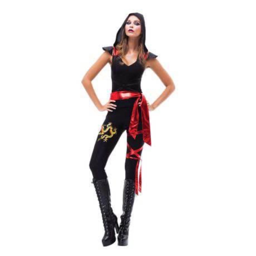 BRAND NEW women partyholic black ninja halloween costume size L 12-14